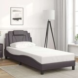  Posteljni okvir z LED lučkami siv 90x190 cm umetno usnje | Shoptok.si