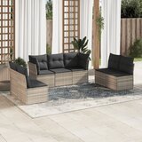 Maison Chic Seti vrtnega pohištva - Vrtna garnitura - Vrtni pohištvo set 7-delna z blazinami siv poli ratan, (21802005) | Shoptok.si