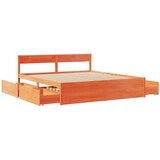  Posteljni okvir s predali voščeno rjav 180x200cm trdna borovina | Shoptok.si