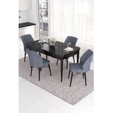 Hanah home trpezarijski set Eva, sto na razvlačenje i 4 stolice, ploča u dekoru crnog mermera, dimno siva tkanina Babyface | Eponuda.com