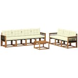 vidaXL Zunanja garnitura za sedenje z blazino 8 pcs Naravna in smetana, (5000272923) | Shoptok.si