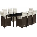 9-dijelni vrtni bistro set od poliratana s jastucima smeđi | shoptok.hr