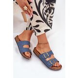 EVENTO Ladies Slippers On Cork Platform With Buckles Dark Jeans Vesina | Shoptok.si