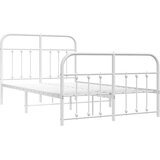 vidaXL Kovinski posteljni okvir z vzglavjem in vznožjem bel 120x190 cm | Shoptok.si