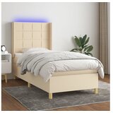 vidaXL Box spring postelja z vzmetnico LED krem 80x200 cm bl | Shoptok.si