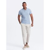 Ombre BASIC men's single color pique knit polo shirt - blue denim | Shoptok.si
