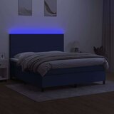  Krevet box spring s madracem LED plavi 160x200 cm od tkanine | shoptok.hr