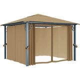  Sjenica sa zastorom 300 x 300 cm smeđe-siva aluminijska | shoptok.hr