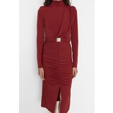 Trendyol Tile Stand Collar Belted Knitted Dress | Shoptok.si