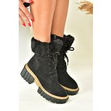 Fox Shoes Women's Black Suede Thick Sole Shearling Boots Cene