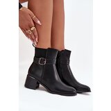 Boto Warm Ladies Ankle Boots With Heel Strap And Buckle Black Sylira | Shoptok.si