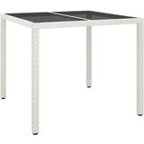  Vrtna miza 90x90x75 cm kaljeno steklo in poli ratan bela, (20624963) | Shoptok.si