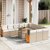 Maison Chic Seti vrtnega pohištva - Vrtna garnitura - Vrtni pohištvo set 11-delna z blazinami bež poli ratan, (21810232) | Shoptok.si