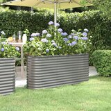 vidaXL Vrtna sadilica od čelika obloženog prahom 152 x 40 x 68 cm siva | shoptok.hr