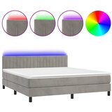  box spring s madracem LED svjetlosivi 180x200 cm baršun | shoptok.hr