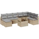  9-delna vrtna sofa garnitura z blazinami bež poli ratan | Shoptok.si