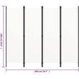 Sobna pregrada s 4 panela bijela 200 x 180 cm | Eponuda.ba