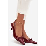 Boto Patent leather pumps with heel with bow burgundy Olvena | shoptok.hr