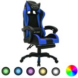 vidaXL igraća stolica s rgb led svjetlima plavo-crna od umjetne kože cijene