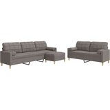 vidaXL 3-dijelni set sofa s tabureom i jastucima smeđesivi tkanina Cijene