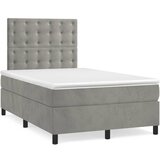 The Living Store Box spring postelja z vzmetnico svetlo siva 120x200 cm žamet - Box Spring Postelja, (21493283) | Shoptok.si