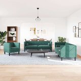 vidaXL 3-dijelni kauč Chesterfield s jastučićima od tamnozelenog | shoptok.hr