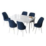 Hanah home set trpezarijski sto i 6 stolica zen white navy blue | Eponuda.com