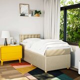 vidaXL Box spring postelja z vzmetnico krem 90x200 cm blago | Shoptok.si