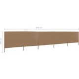  Vjetrobran s 5 panela od tkanine 600 x 160 cm smeđe-sivi | shoptok.hr