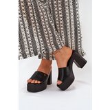 Boto Women's Eco Leather Slide Sandals With Heel And Platform Black Tamirella | Shoptok.si