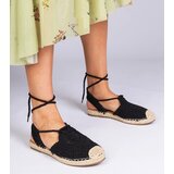 Gemre Black flat heel espadrille sandals Relis | ePonuda.com