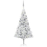 vidaXL umjetno božićno drvce LED s kuglicama srebrno 180 cm PET | shoptok.hr