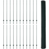 vidaXL Ograje stebri 11 kos U-kanal zelena 160 cm jeklo, Heksagonalna ograja zelena 1.6x50 m jeklo | Shoptok.si