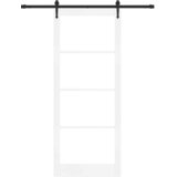  Klizna vrata 93 x 232 cm Masivna borovina i staklo Bijelo | shoptok.hr