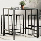 vidaXL Barska miza črna 100x100x110 cm prašno barvano jeklo | Shoptok.si