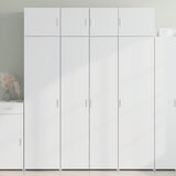 vidaXL Ozka omara za shranjevanje bela 80x42,5x225 cm inženirski les | Shoptok.si