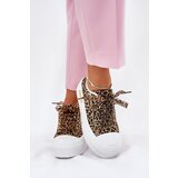 Boto Womens Sneakers On Massive Platform With Decorative Lacing Leopard Brown Zidora | shoptok.hr