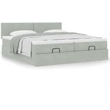 vidaXL Otomanski posteljni okvir z vzmetnicami siv 160x200 cm žamet | Shoptok.si