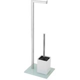 Feridras DRŽAČ TOLETNOG PAPIRA I WC ČETKE 70,5 cm, KROMIRANI ČELIK /PVC/KALJANO STAKLO, BIJELI | shoptok.hr