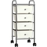 vidaXL Premični voziček s 4 predali bela plastika, (20767535) | Shoptok.si