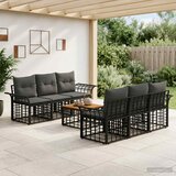  Set vanjskih sofa 7 kom. Crna i tamno siva poliratan | shoptok.hr