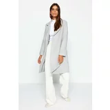 Trendyol Gray Belted Long Wool Cachet Coat