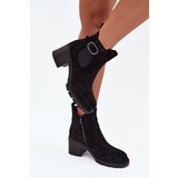 Boto Insulated women's ankle boots with a decorative buckle black Melara Cene