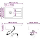  Lavabo - Umivaonik Bijelo 780 x 500 mm 80% kvarc i 20% smola | shoptok.hr