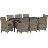  Set od 9 dijelova vrtne trpeze s jastučićima Siva Poli Rattan | shoptok.hr