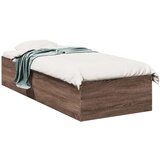 vidaXL Posteljni okvir rjav hrast 100x200 cm inženirski les | Shoptok.si