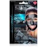 Eveline facemed purifying with activated carbon matt detox maska za lice 2x5ml Cene