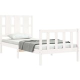 Posteljni okvir z vzglavjem bel 2FT6 trden les | Shoptok.si