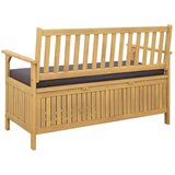  Klupa za pohranu s jastukom s pohranom s vratima - Svjetli akacija i tamno siva 120 x 63 x 84 cm | shoptok.hr