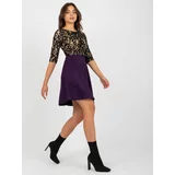 Fashionhunters Black and dark purple cocktail dress with a lace top